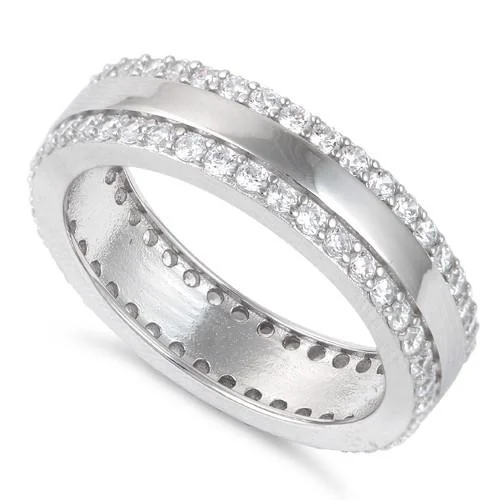 Rings Metal Guide-Sterling Silver Eternity CZ Ring