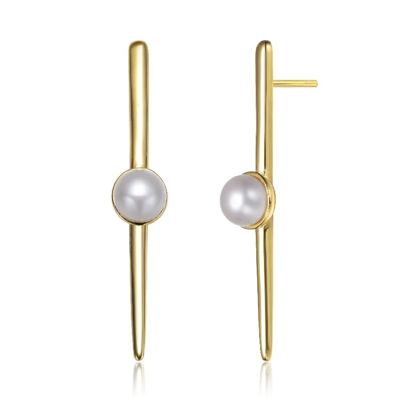 Earrings For Dangle Fun-Delphine Golden Drop Pearl Earrings