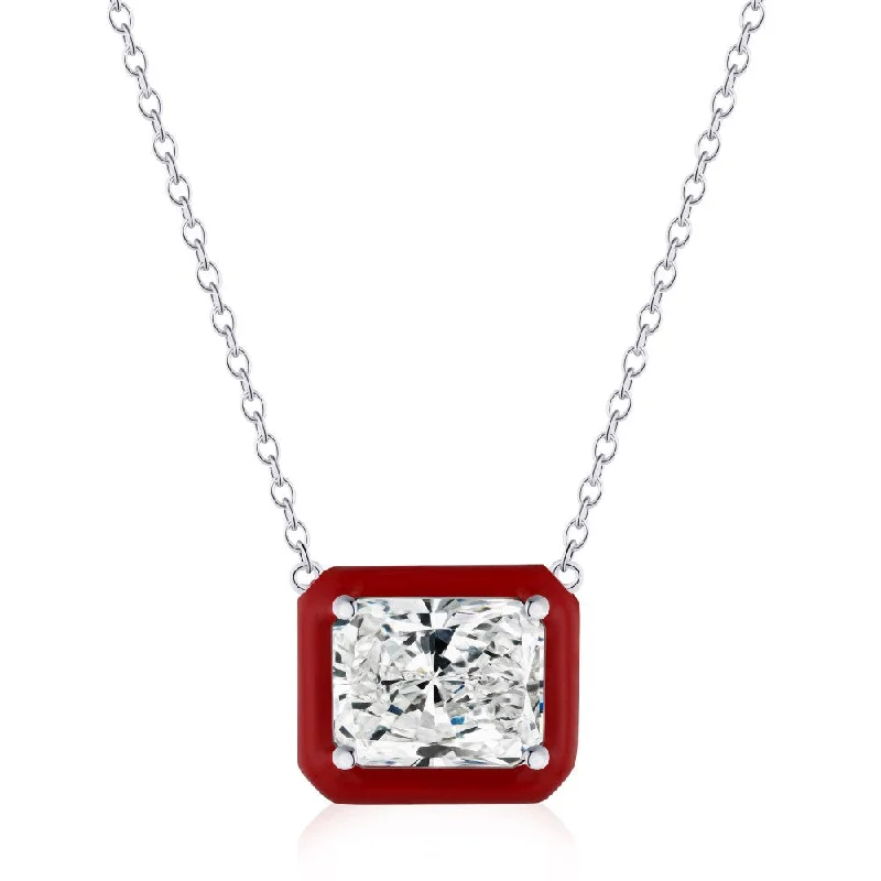 White Gold Color Red Square Dy190131