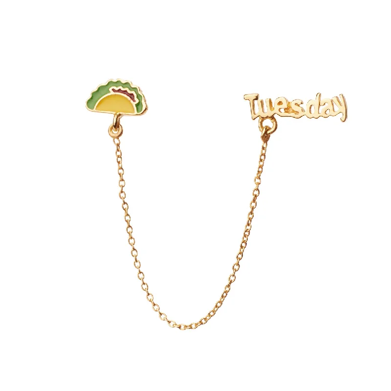 Earrings For Everyday Wear-Taco Tuesday Double Piercing Studs