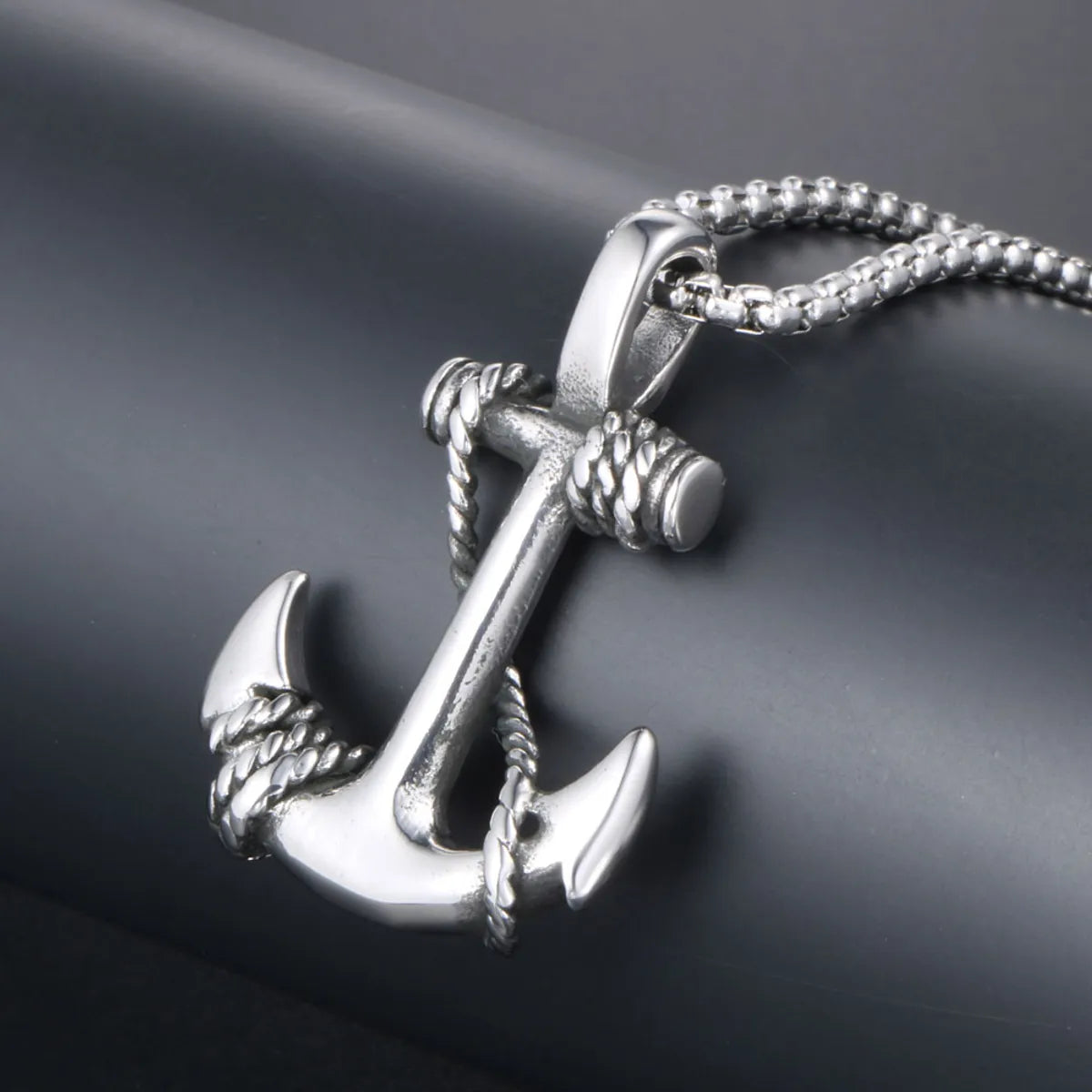 Necklaces For Open Necklines-Casual Retro Punk Anchor 304 Stainless Steel Polishing Men'S Pendant Necklace