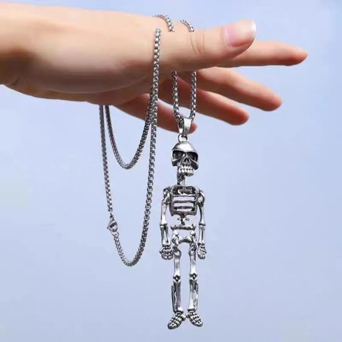 Necklaces Feel Rating-Hip-Hop Cool Style Skeleton Skull Stainless Steel Alloy Plating Men'S Pendant Necklace Long Necklace