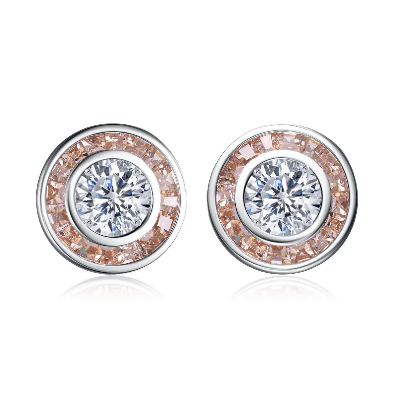 Earrings Size Tips-Sterling Silver Clear and Champagne Cubic Zirconia Earrings