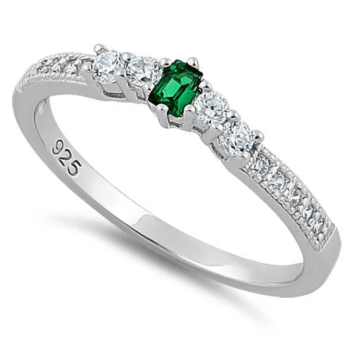 New Vibe Rings-Sterling Silver Emerald CZ Ring