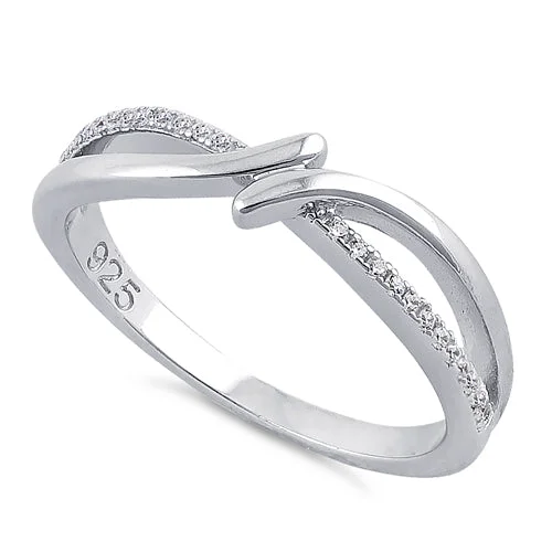 Rings Safety Guide-Sterling Silver Double Curve Clear CZ Ring