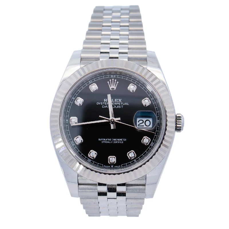 Watches Brand Reviews-Rolex Datejust 41mm Black Dial Watch Ref# 126334