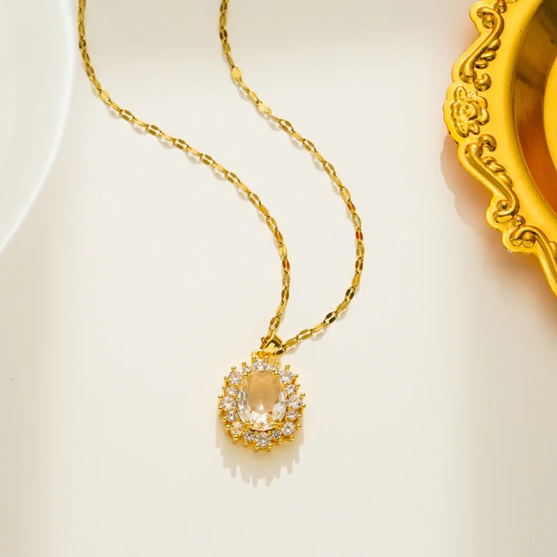 577 Gold White Zircon Necklace