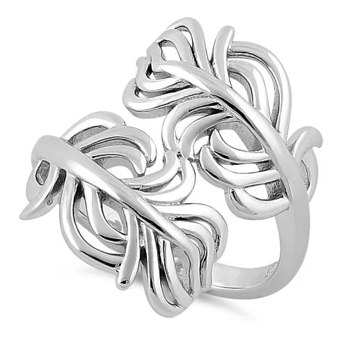 Rings For Square Shapes-Sterling Silver Freeform Kelp Ring