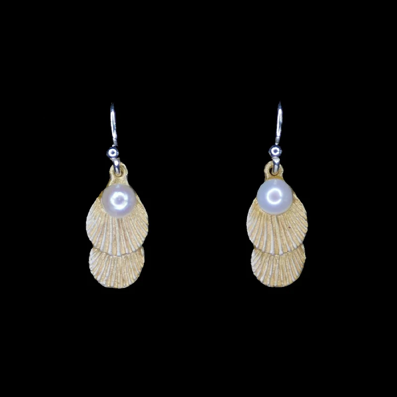 Earrings For Cool Seasons-Sea Scallop Earrings - Petite Wire