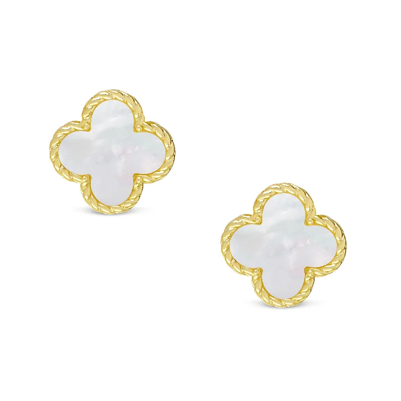 Earrings Wear Test-Mother of Pearl Clover Stud Earrings