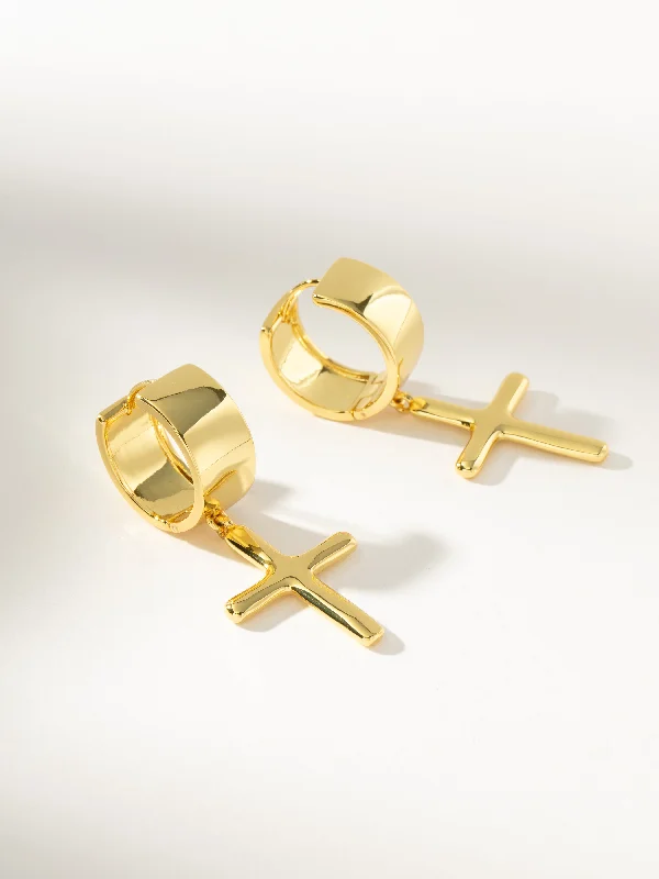 Earrings Balance Rating-Chunky Cross Huggie Earrings