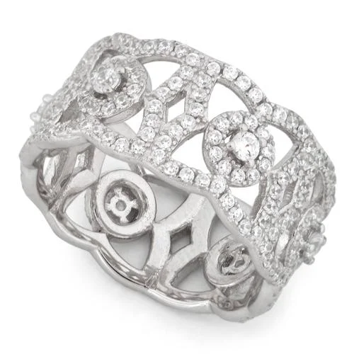 Rings Comfort Guide-Sterling Silver Elegant Eternity Pave CZ Ring