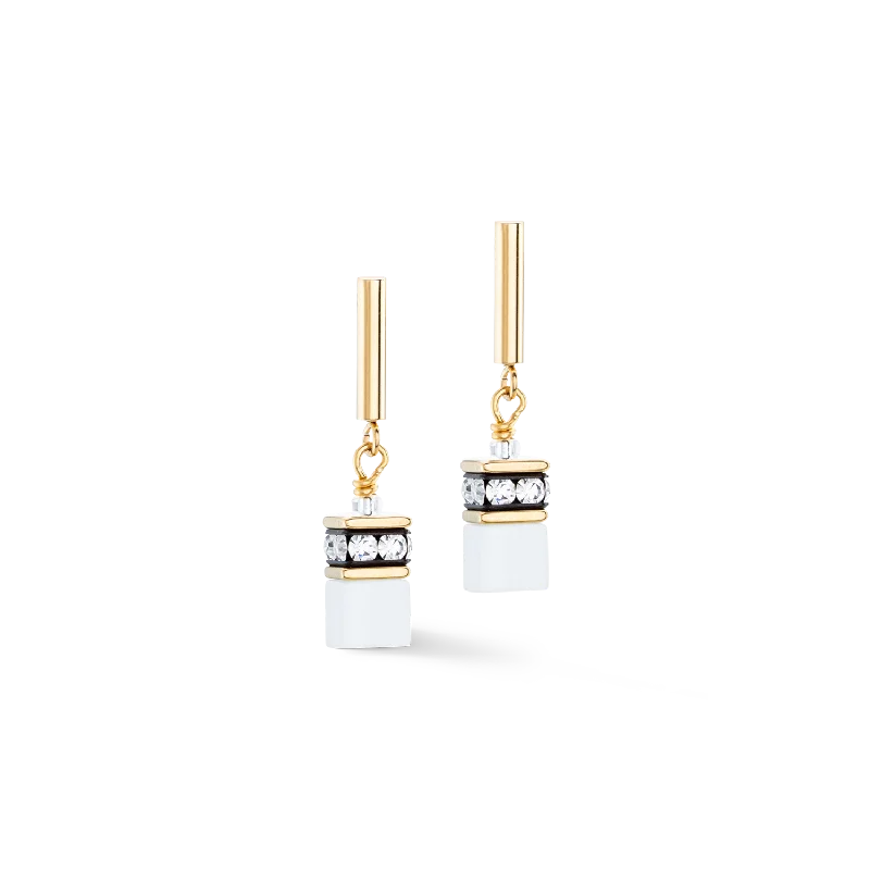 Earrings Shine Reviews-GeoCUBE® Iconic Layer earrings gold-white