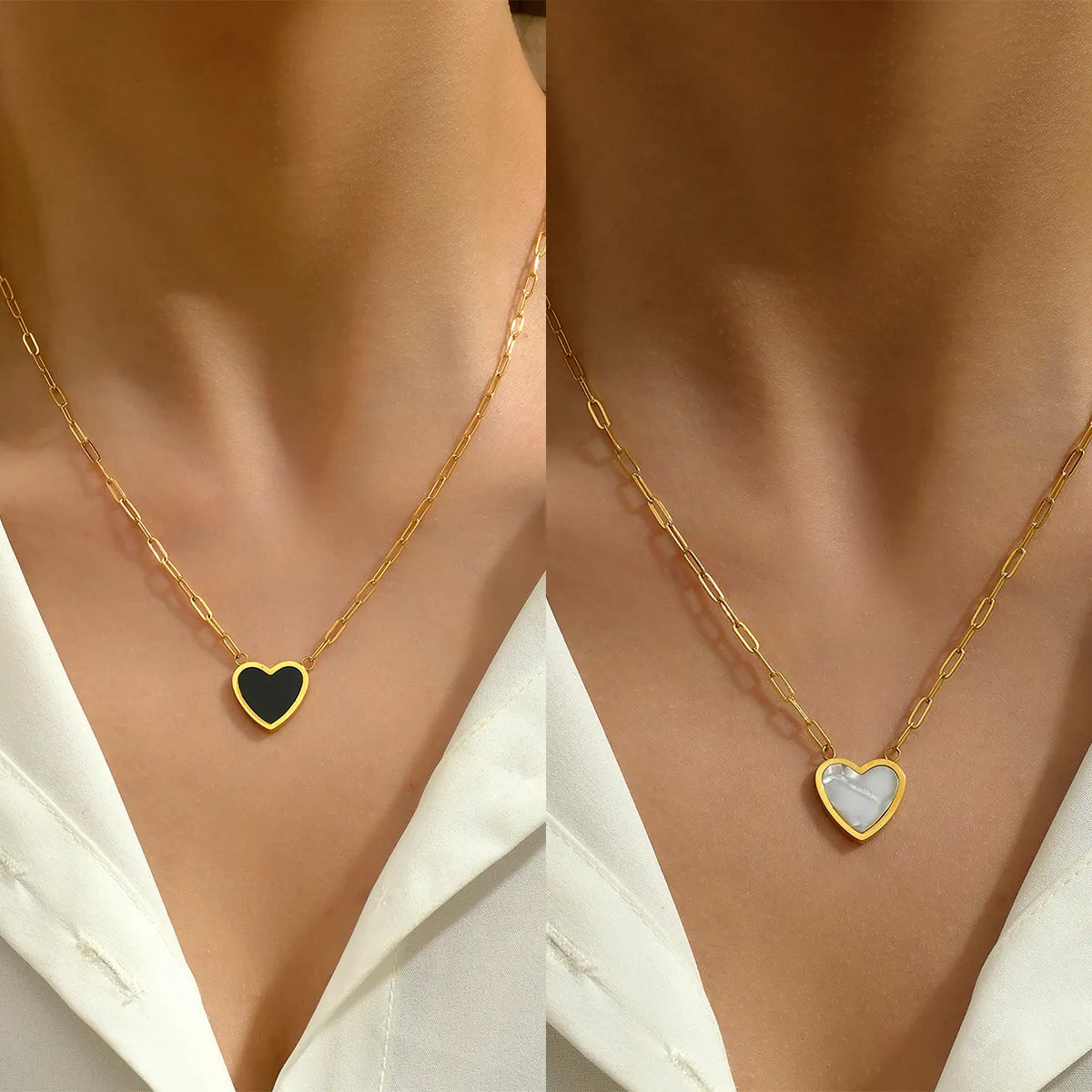 Necklaces For Young Girls-Basic Vacation Romantic Heart Shape Stainless Steel Plating 18k Gold Plated Necklace