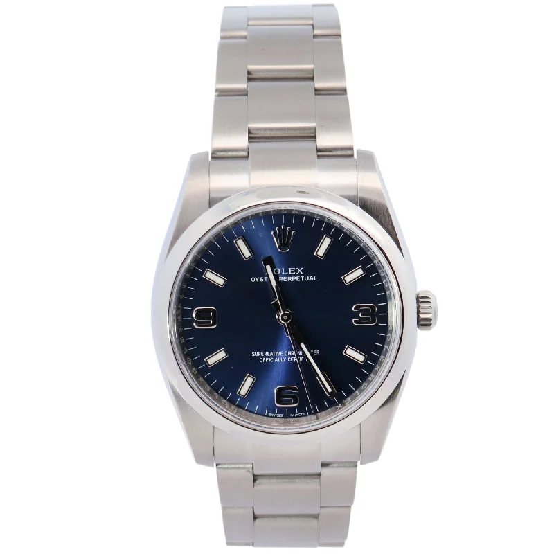 Low Cost Watches-Rolex Oyster Perpetual 34mm Blue Dial Watch Ref# 114200