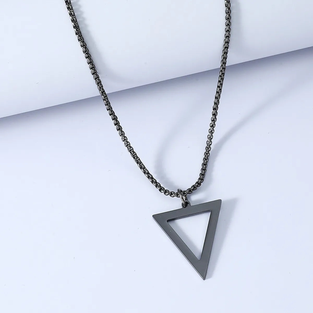 Necklaces For High Flair-Simple Titanium Steel Black Triangle Necklace