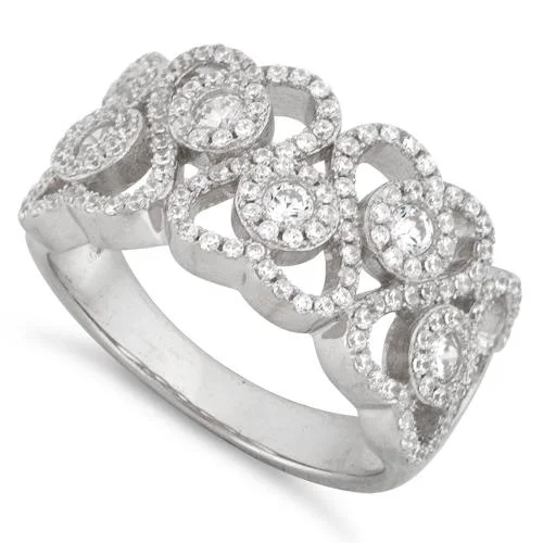 Soft Rings For Ease-Sterling Silver Hearts Pave CZ Ring