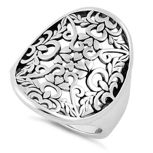 Rings Quality Reviews-Sterling Silver Extravagant Hearts & Vines Ring