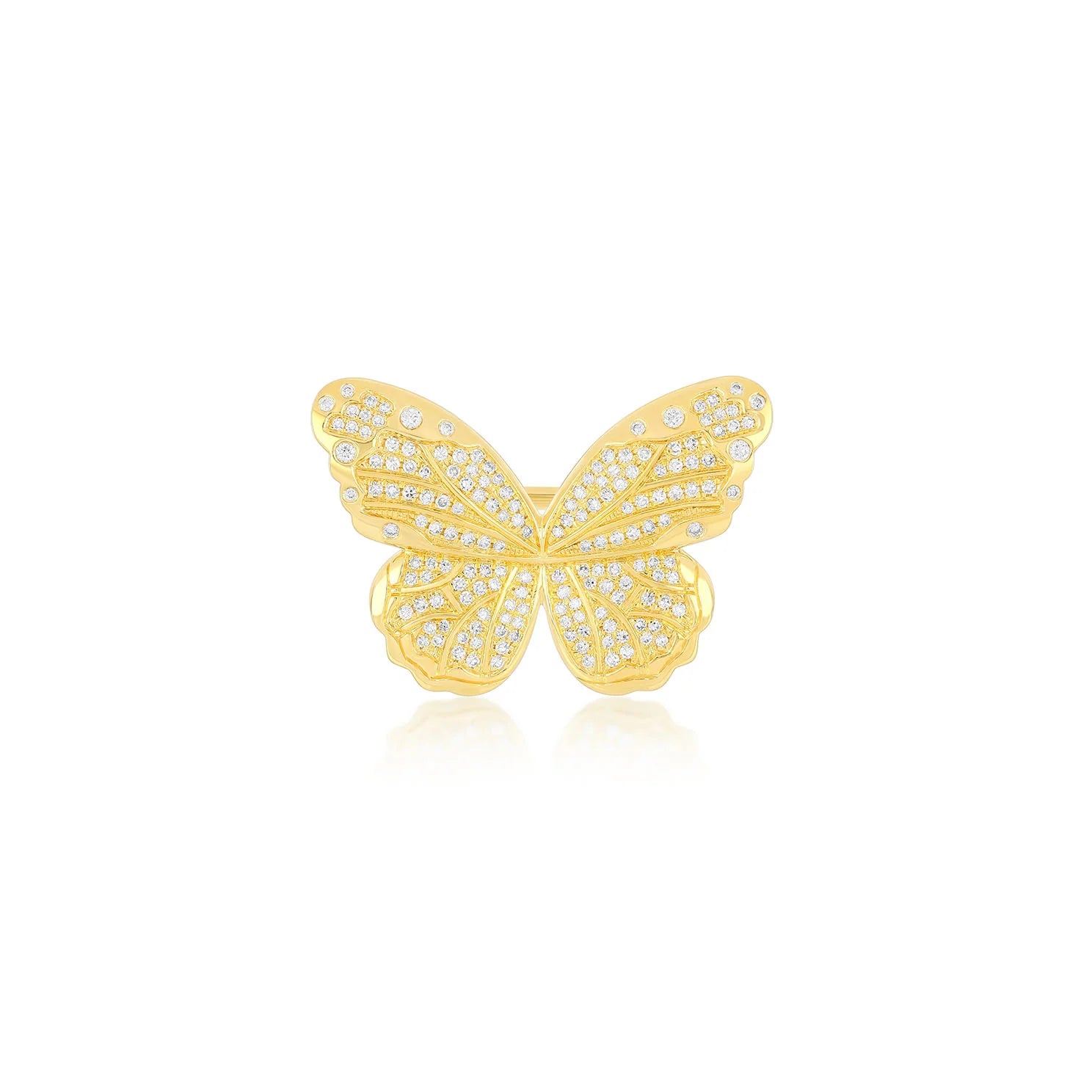 Rings Cost Reviews-Pave Diamond Jumbo Butterfly Signet Ring