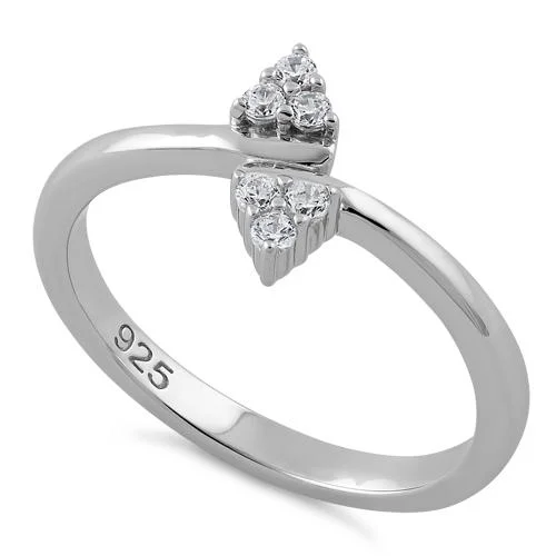 Rings Price Tips-Sterling Silver Double Leaf CZ Ring