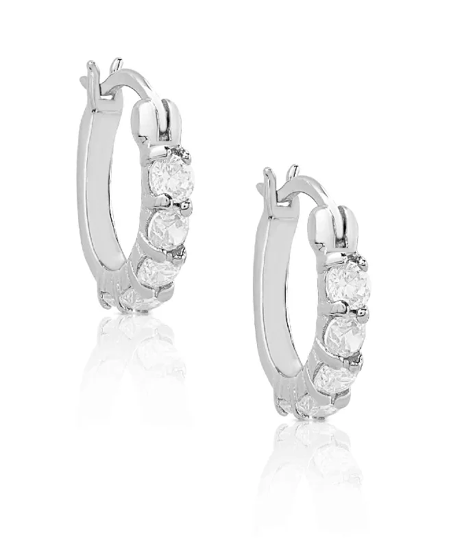 Earrings For Epic Looks-CZ Hoop Earrings in Sterling Silver