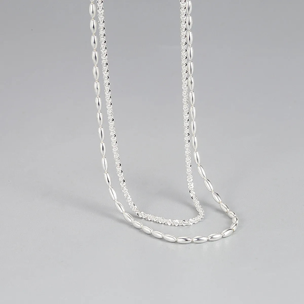 Necklaces For Sandy Days-Fashion S925 Sterling Silver Double Layer Starry Rice Necklace Wholesale