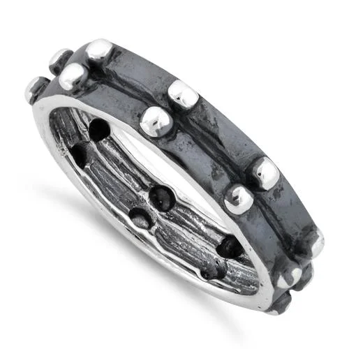 Rings Pair Tips-Sterling Silver Oxidized Eternity Armor Ring