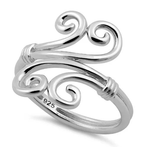 Rings For Steady Wear-Sterling Silver Double Twin Swirl Ring