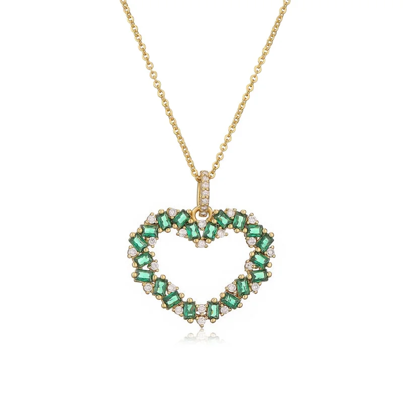 Gold Green Diamond Necklace