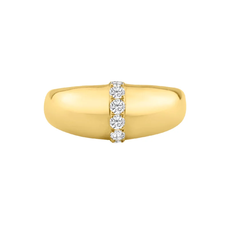 Rings For Square Shapes-Domed & Diamond Stacking Ring