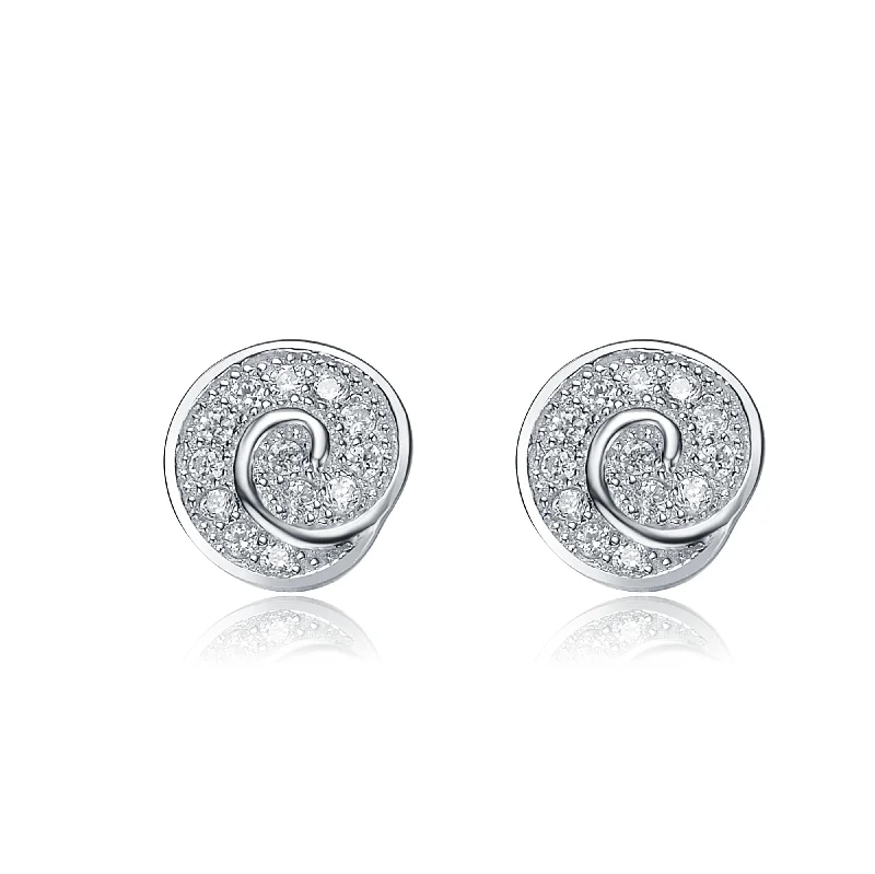 Earrings Swap Tips-Sterling Silver Swirl Cubic Zirconia Stud Earrings