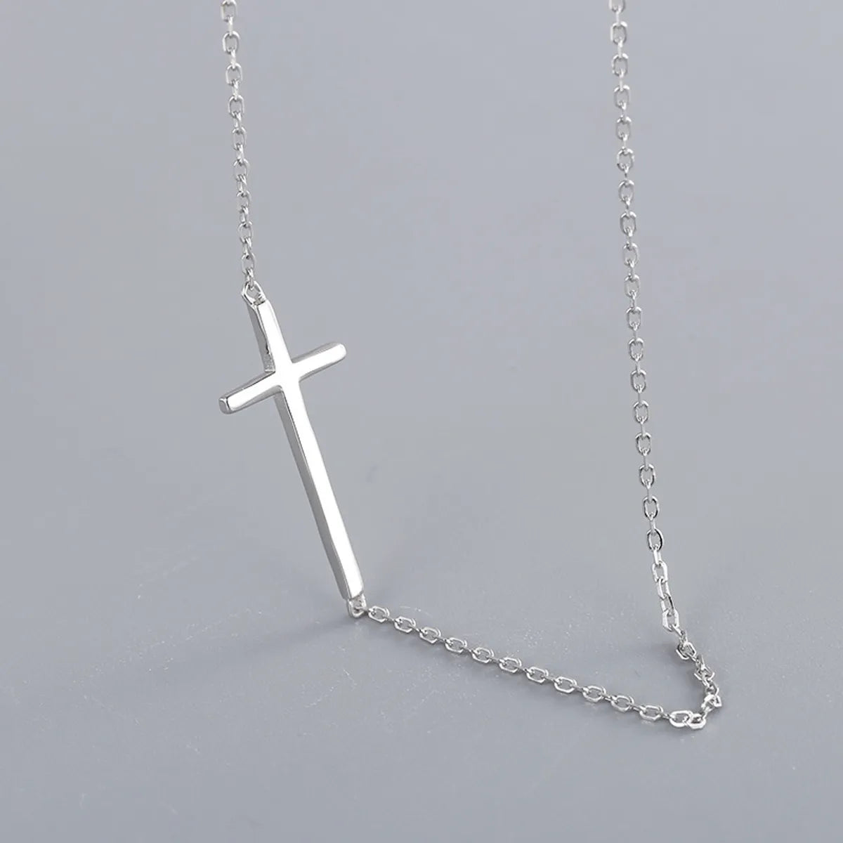 Necklaces For Older Fans-Wholesale Basic Retro Cross Sterling Silver Necklace