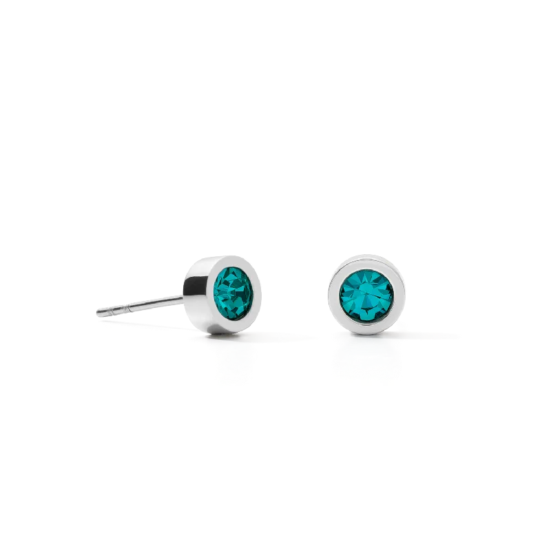 Lightweight Earrings For Comfort-Earrings Crystal & stainless steel silver turquoise