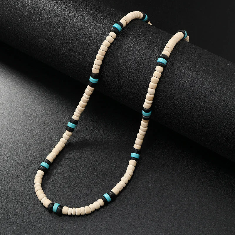 White Coconut Shell + Black Beads