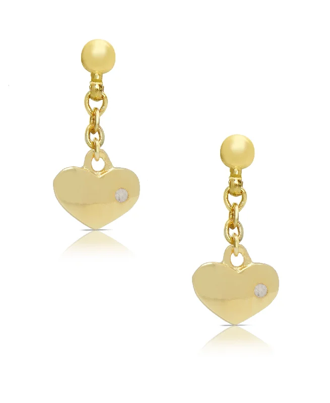 Earrings For Wide Styles-Heart Dangle Earrings